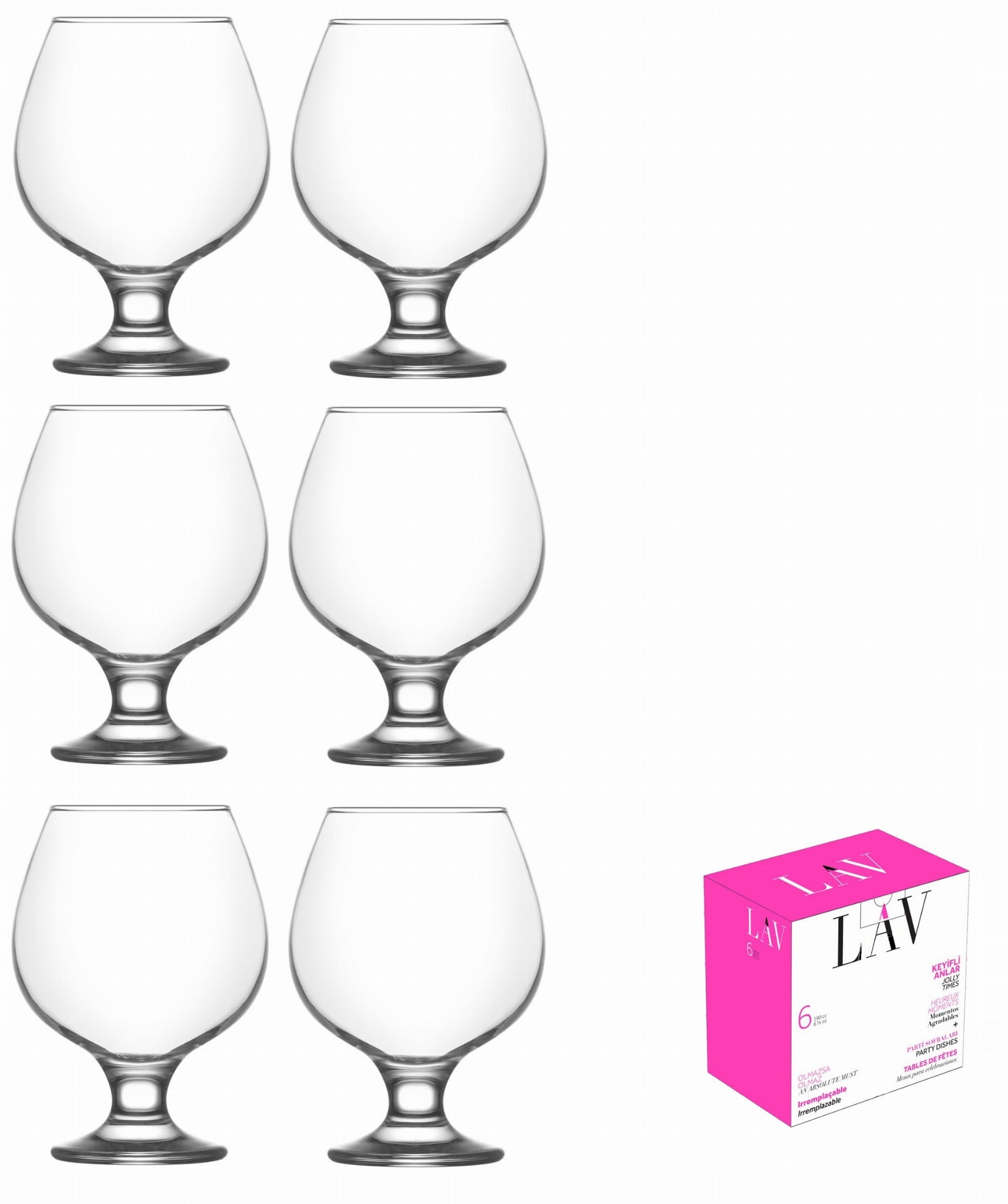 

Komplet 6 kieliszków do brandy 390 ml Misket Lav
