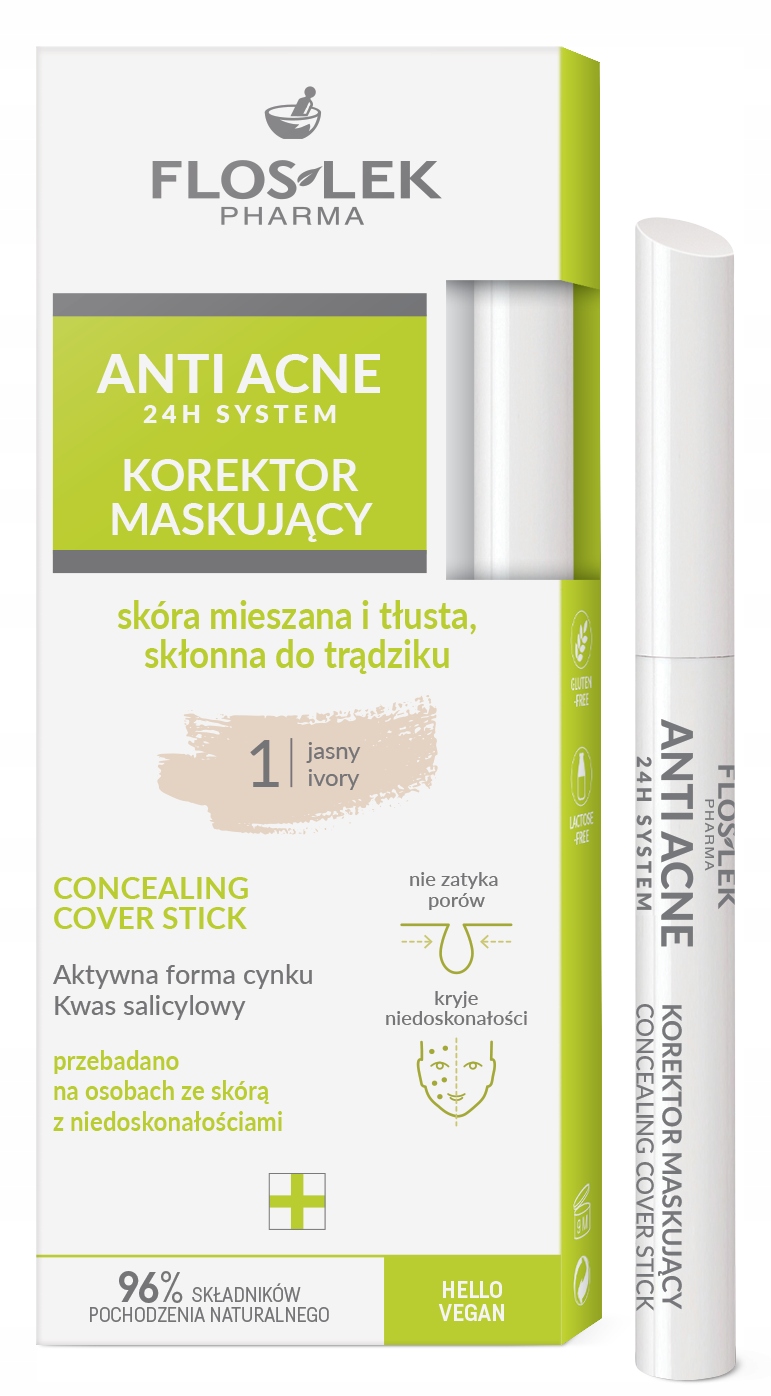 Floslek Anti Acne 24H Korektor maskujący skóra mieszana tłusta trądzikowa 1