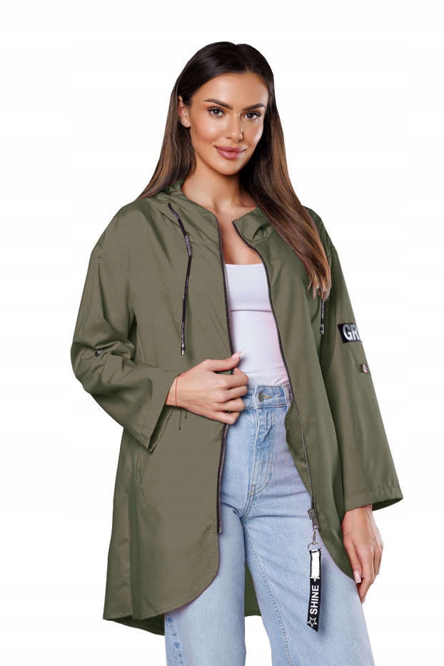 Vypasovaný Přehoz Kapuce B8117 Khaki Xs (34)
