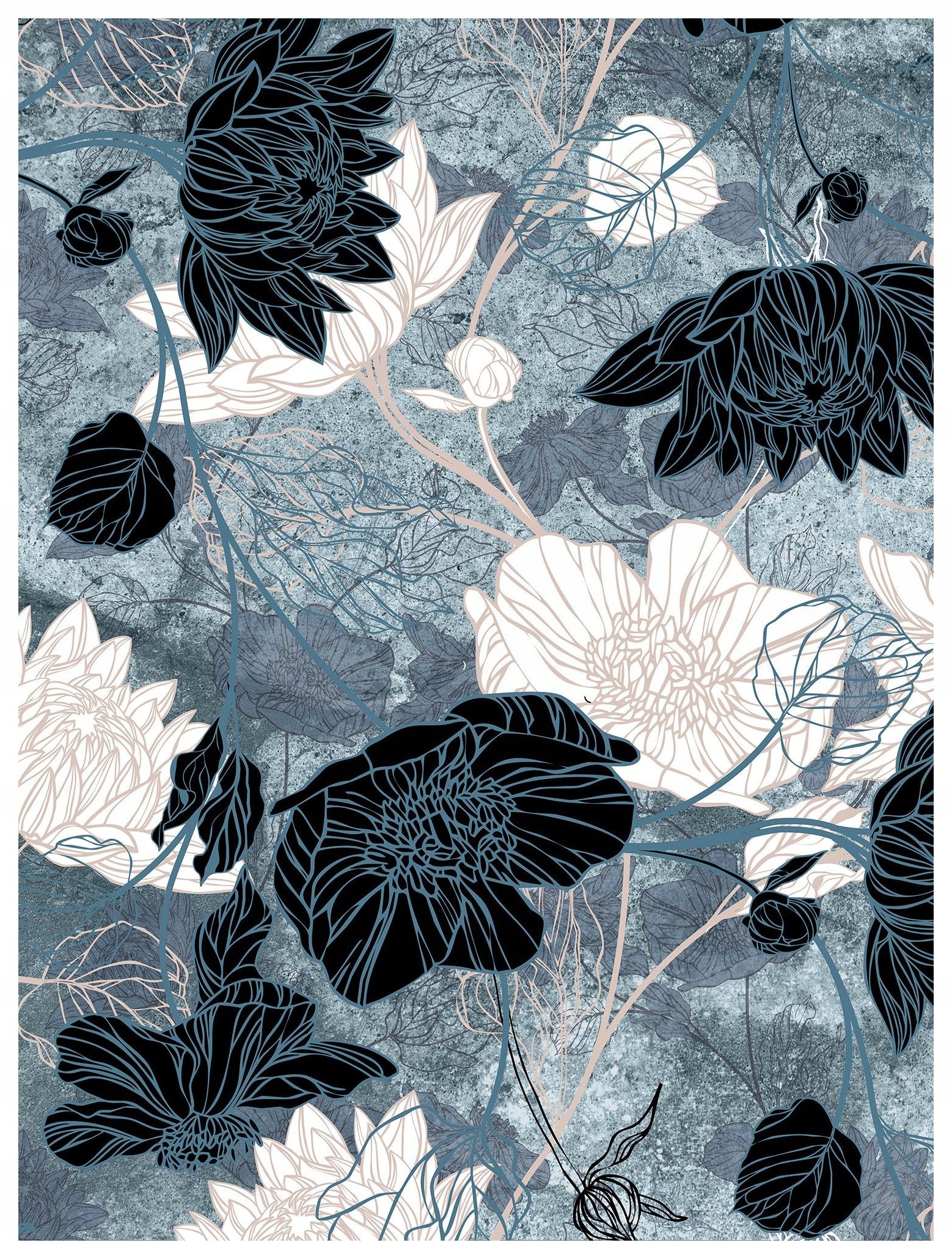 Fototapeta Kvety šedo-modré vinylové pozadie 184x254 lepidlo