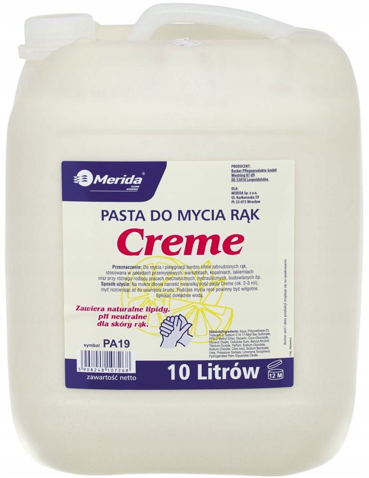 КРЕПКАЯ ПАСТА ДЛЯ МЫТЬЯ РУК MERIDA CREME 10L PA19