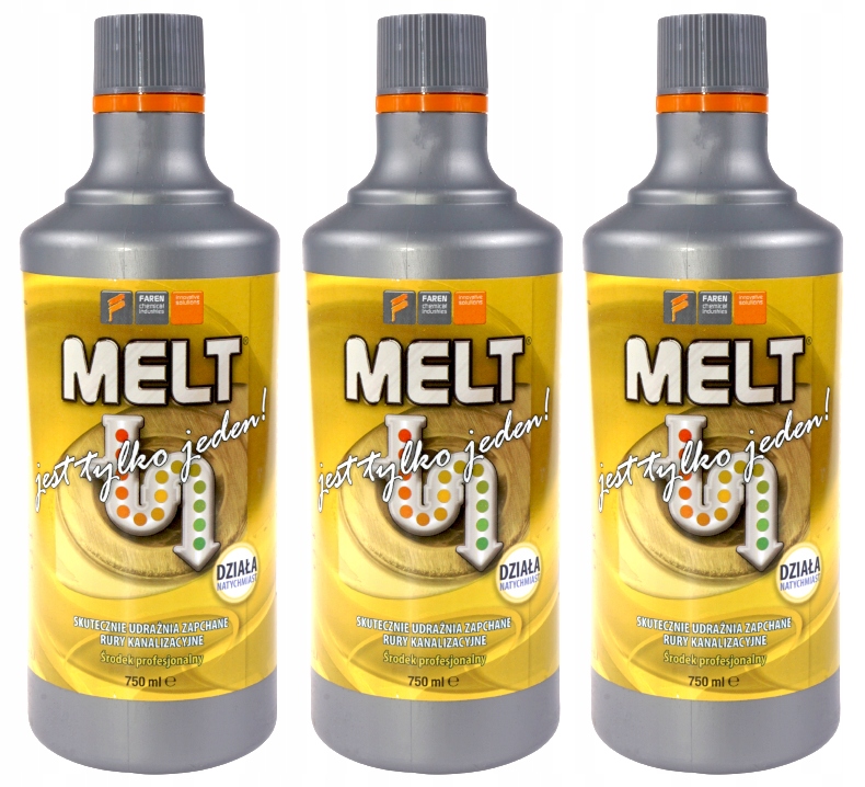 3 x Środek Melt Zestaw Do Udrażaniania Rur Pcv Syfonów Kabin, Wanien Mocny