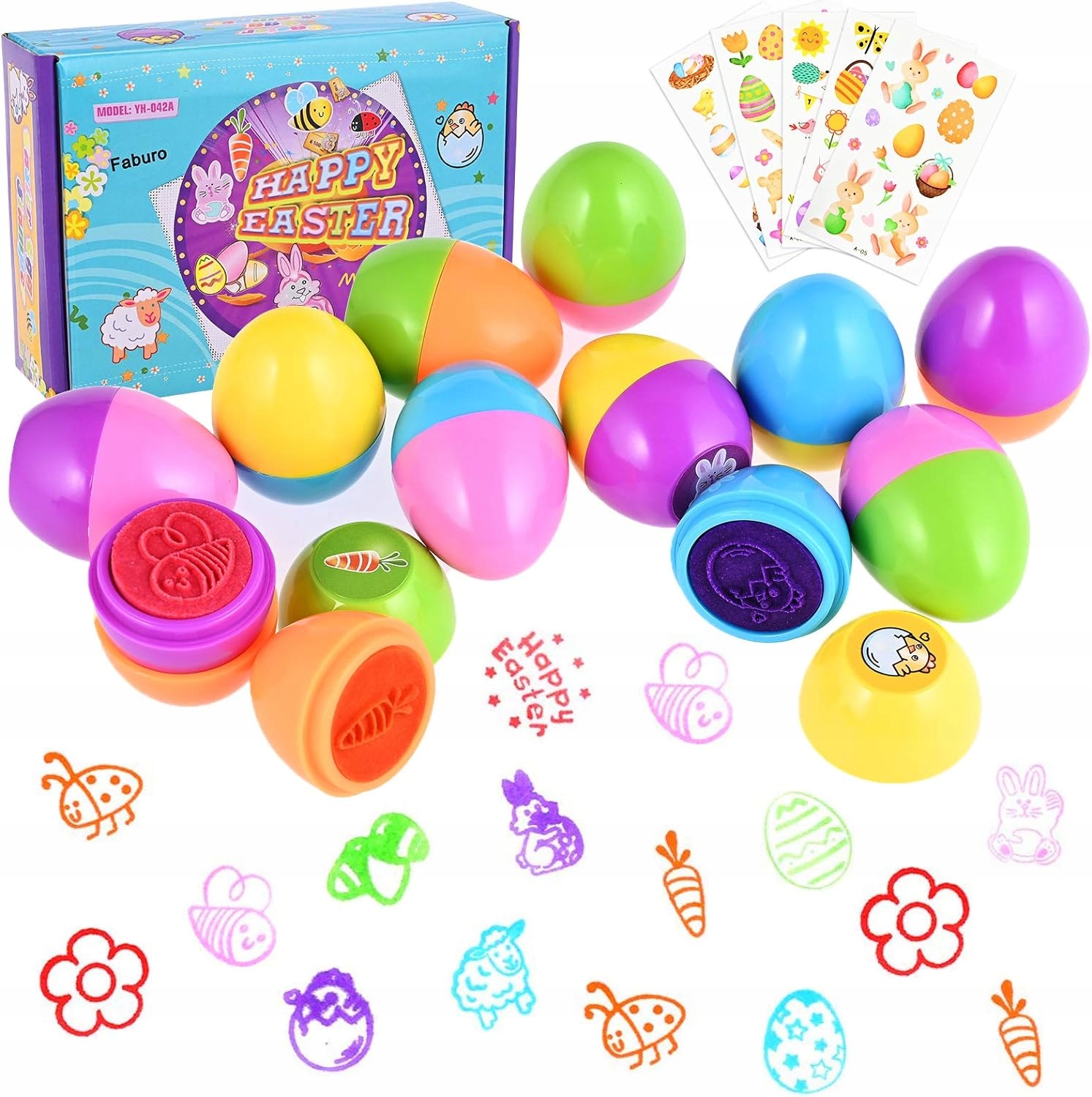 12x PIECZĄTKA WIELKANOCNA ZESTAW PIECZĄTEK WIELKANOCNYCH DLA DZIECI JAJKA