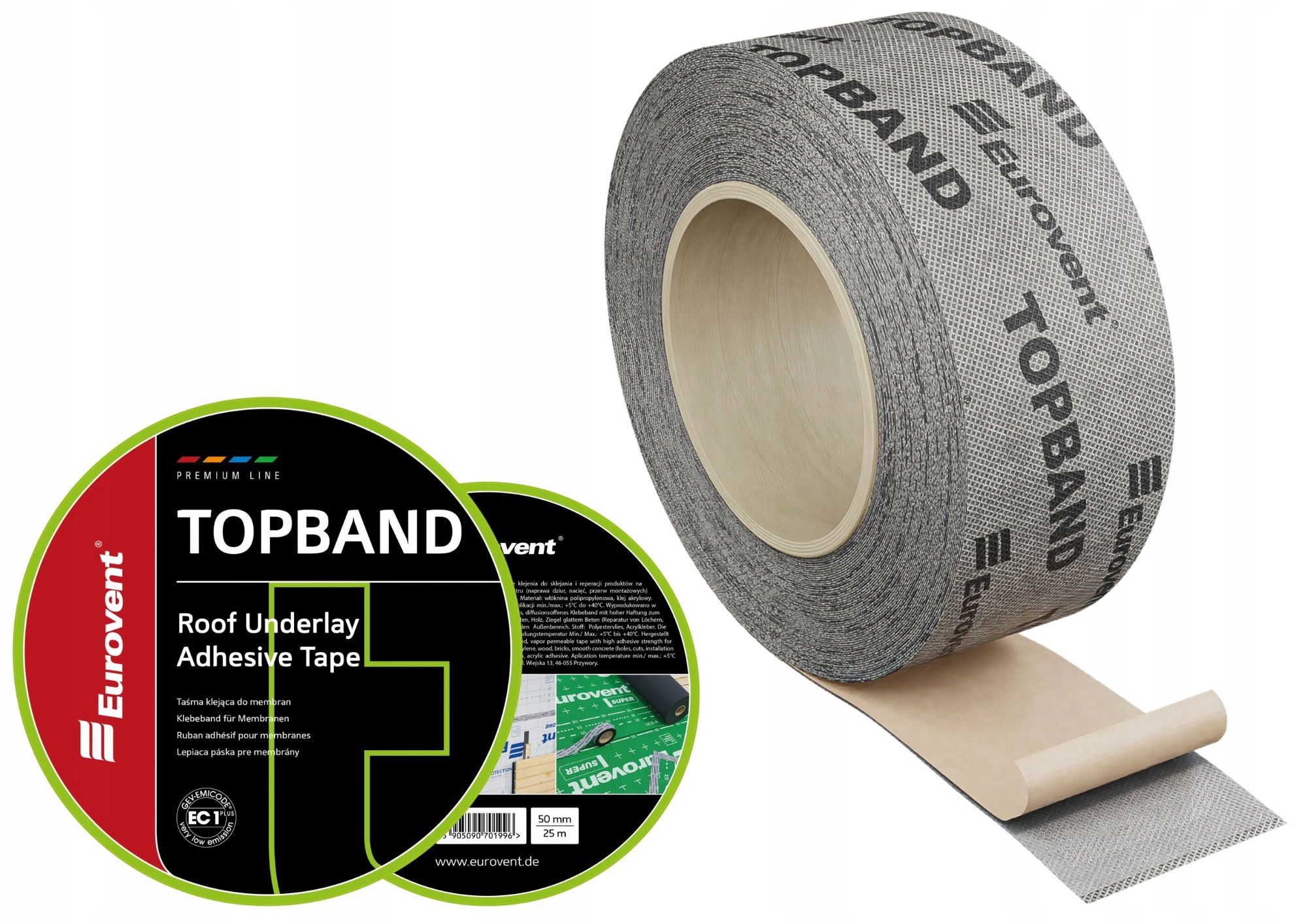 Лента EUROVENT TOPBAND для кровельных пленочных мембран 50 мм x 25 Мб