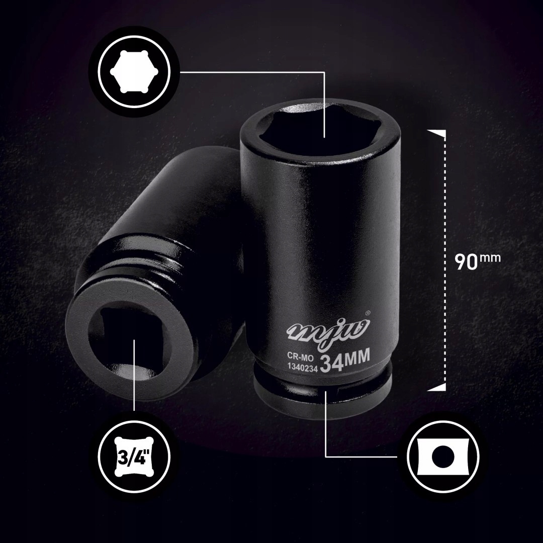 ZESTAW NASADEK UDAROWYCH DŁUGICH 3/4" Kod producenta 51022