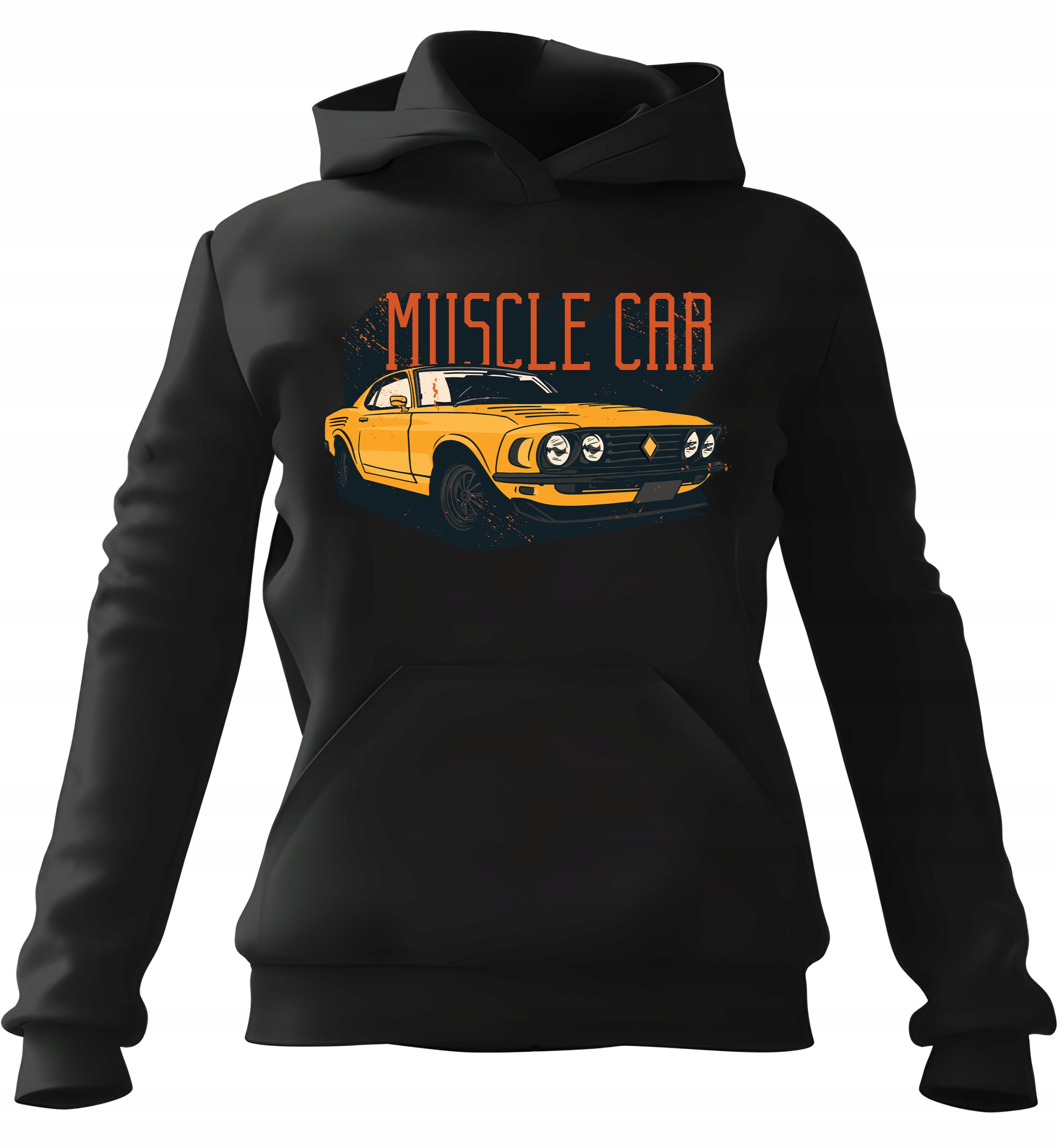 pánská mikina s kapucí Muscle Car Černá S pro něj chlapa manžela a chlapce