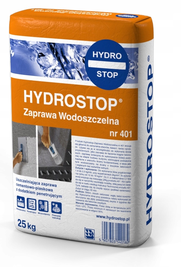 Hydrostop Zaprawa Wodoszczelna nr 401 op 25 kg