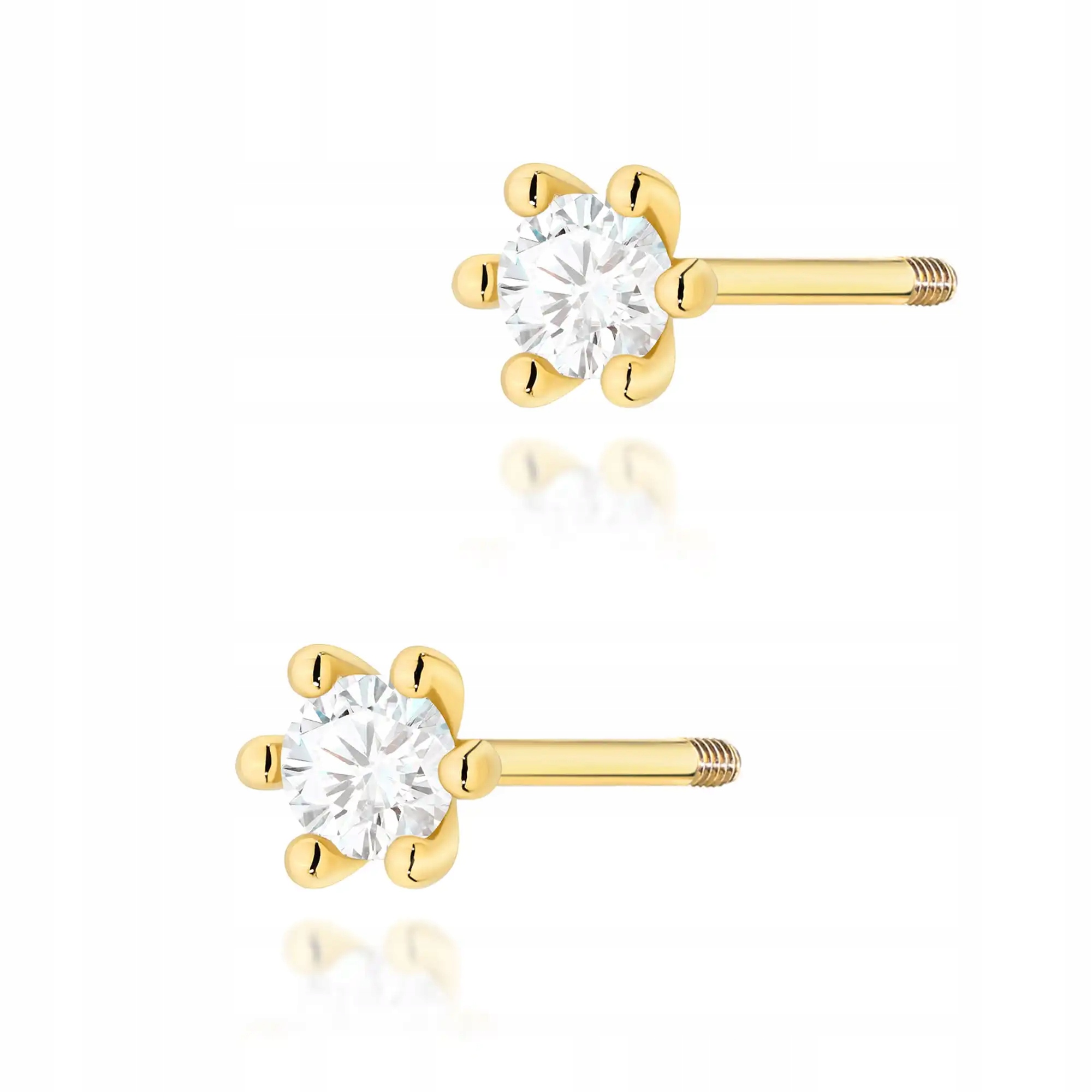 Dámské zlaté náušnice 585 s diamanty, módní, ideální jako dárek působivé