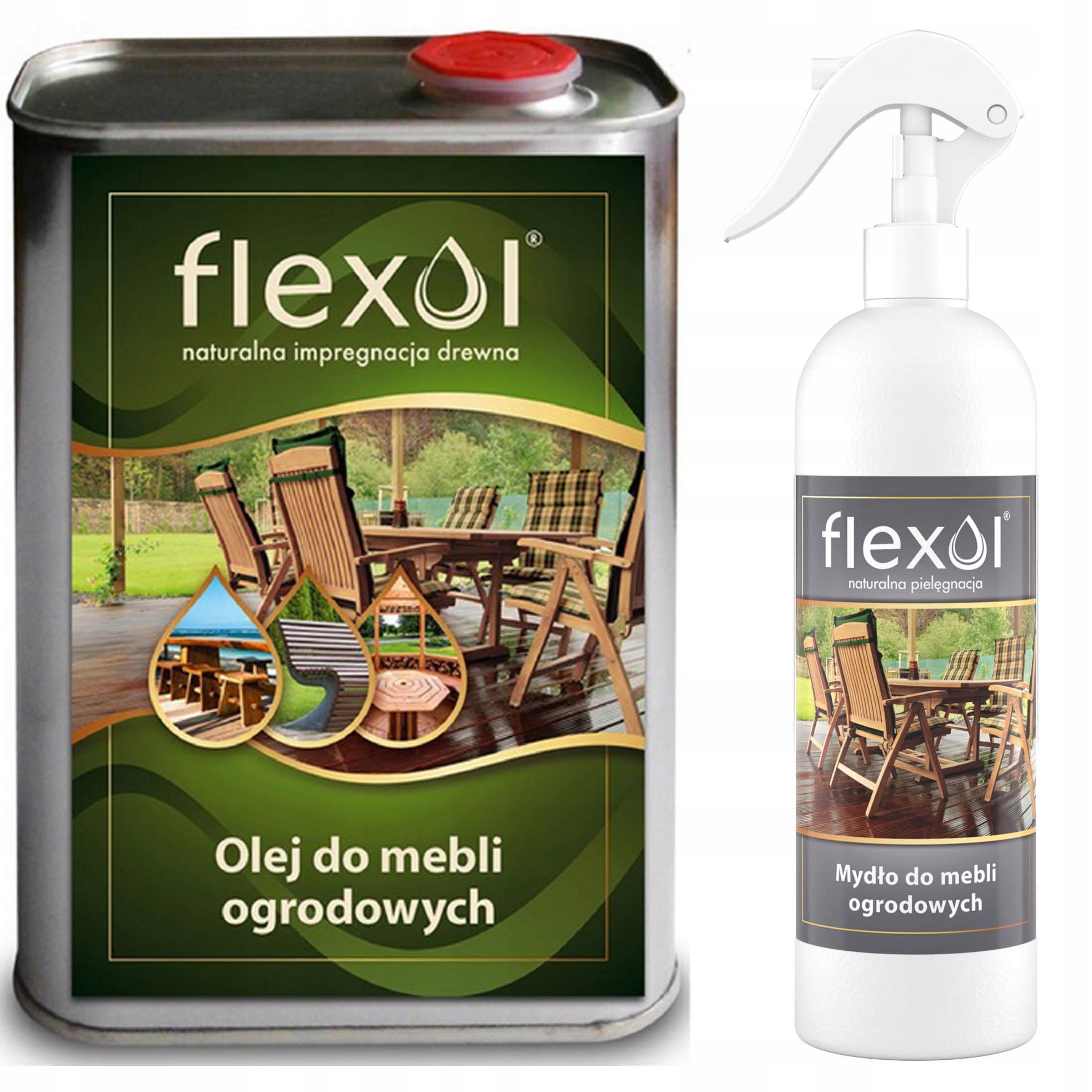 Impregnat do mebli ogrodowych drewnianych zestaw