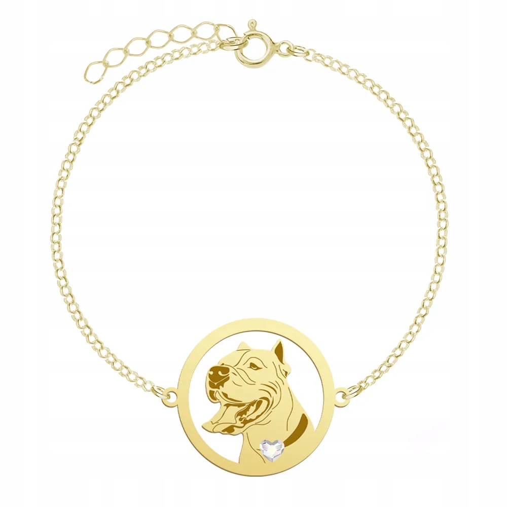 Zlatý náramek s argentinským psem 925 Šperky Dárek Gravírování Bonus