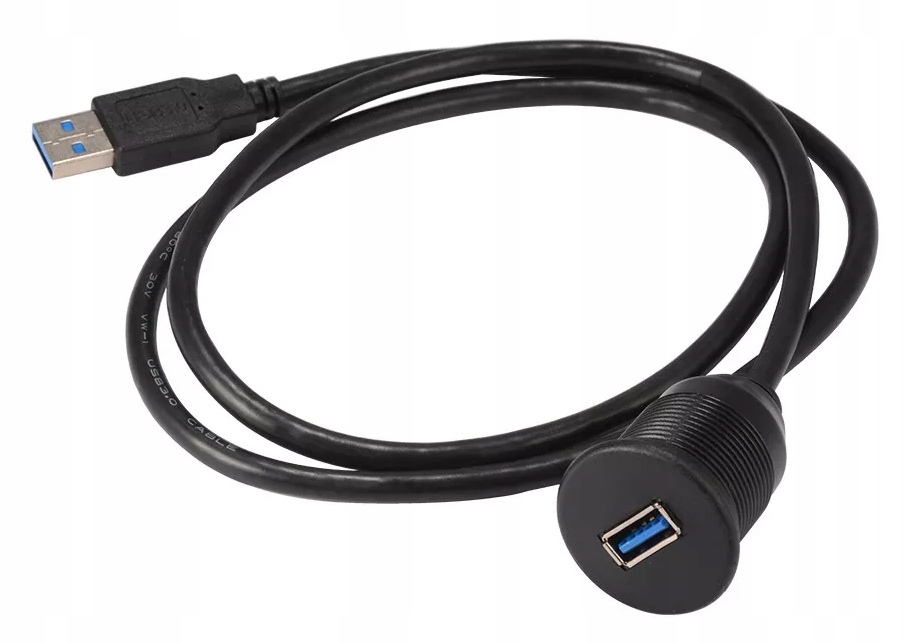 Przedłużacz 2 m USB 3.0 3A gwint panel gniazdo QC 3.0 samochodowy do radia Stan opakowania oryginalne