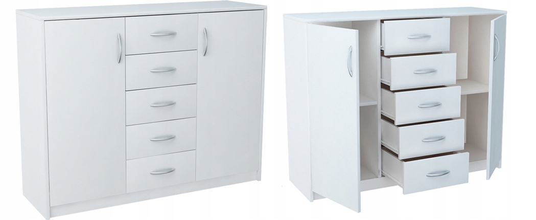 

Komoda biała Duża Szafka Szuflady półka K019 Biały