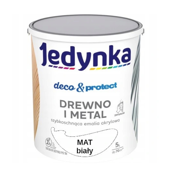 Jedynka rychleschnoucí akrylová smaltovaná barva Deco&protect 5L bílá matná