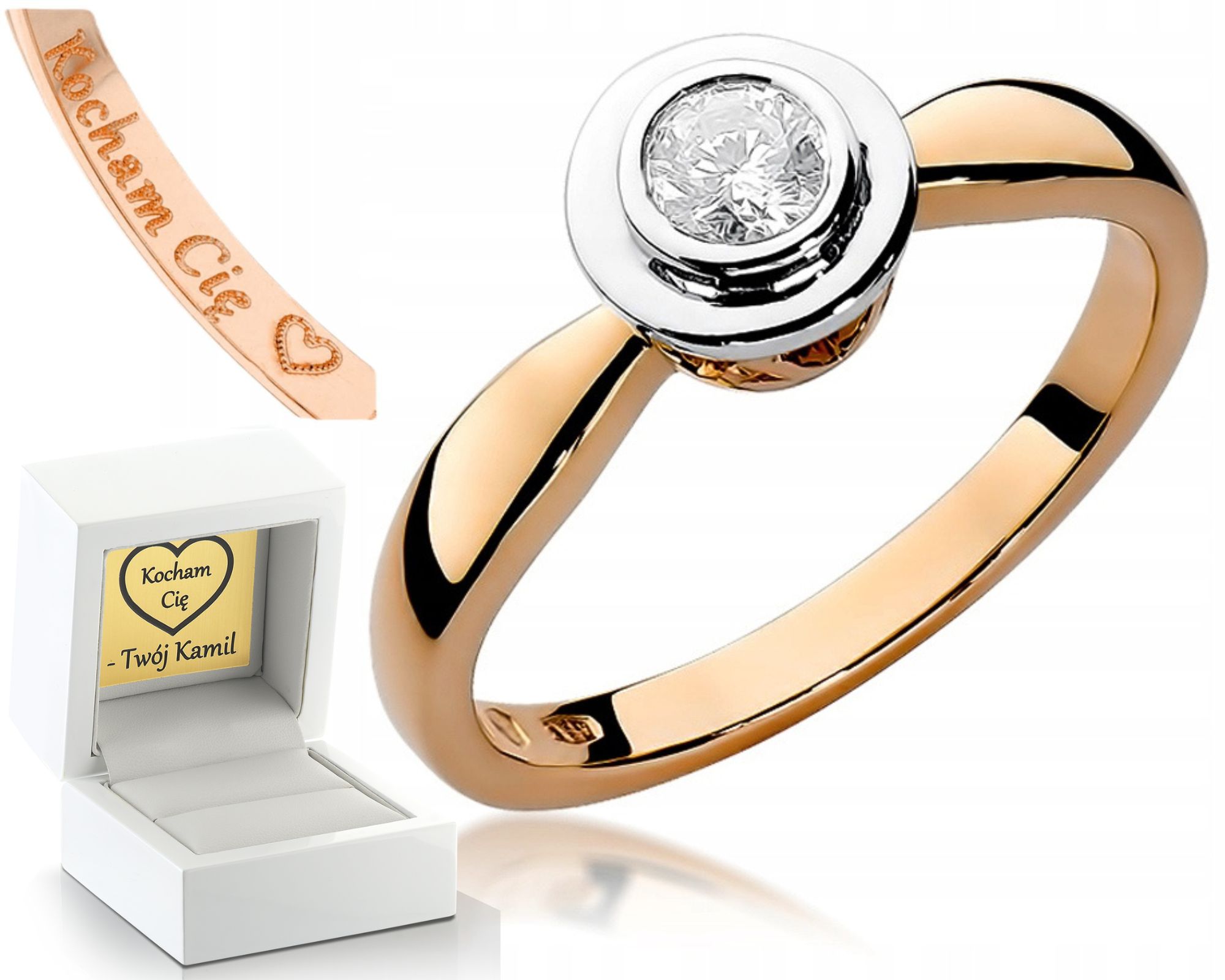 Růže Zlato Prstýnek Briliant 0,30 Ct Klasika Pro Ni Jako Dárek