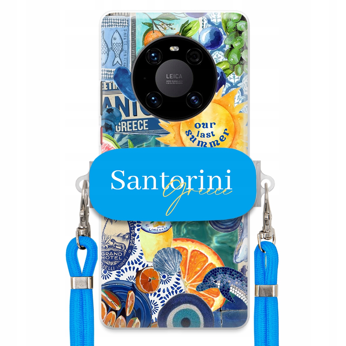 Puzdro pre Huawei Mate 40 Pro Modré Crossbody vodítko držiak Santorini Sea