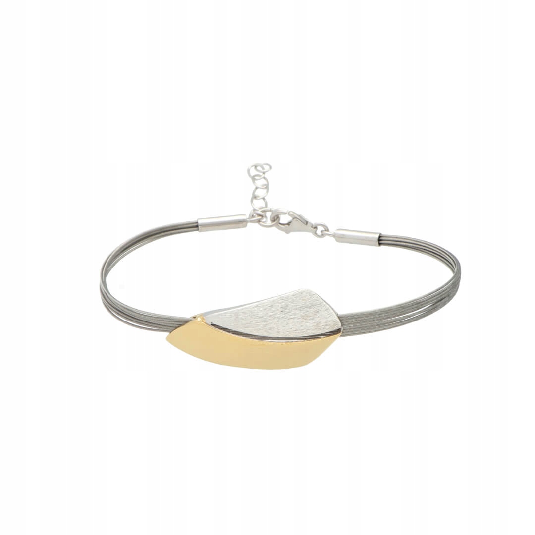 Elegantní náramek ze stříbro, pozlacený, satinovaný