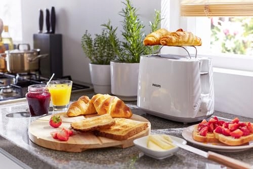 PHILIPS Toster 2 Kromki 8 Stopni Z Podgrzewaczem Funkcja Rozmrażania Biały — miniatura 3