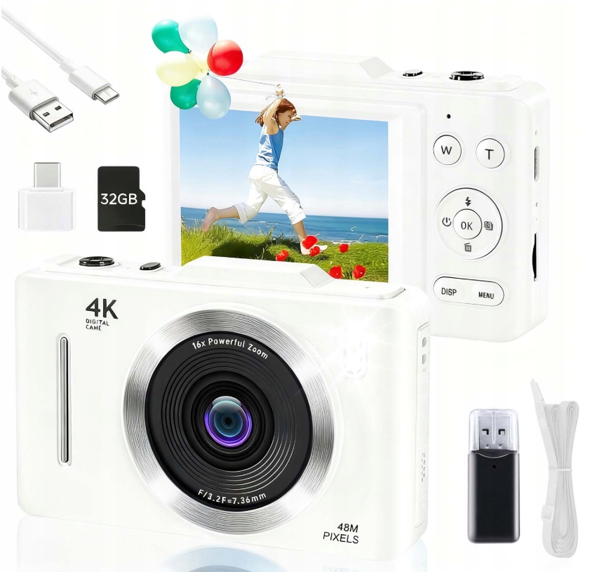 Digitální Fotoaparát 48MP 4K 16X Kompaktní Stabilizace Pro Děti A Cestování