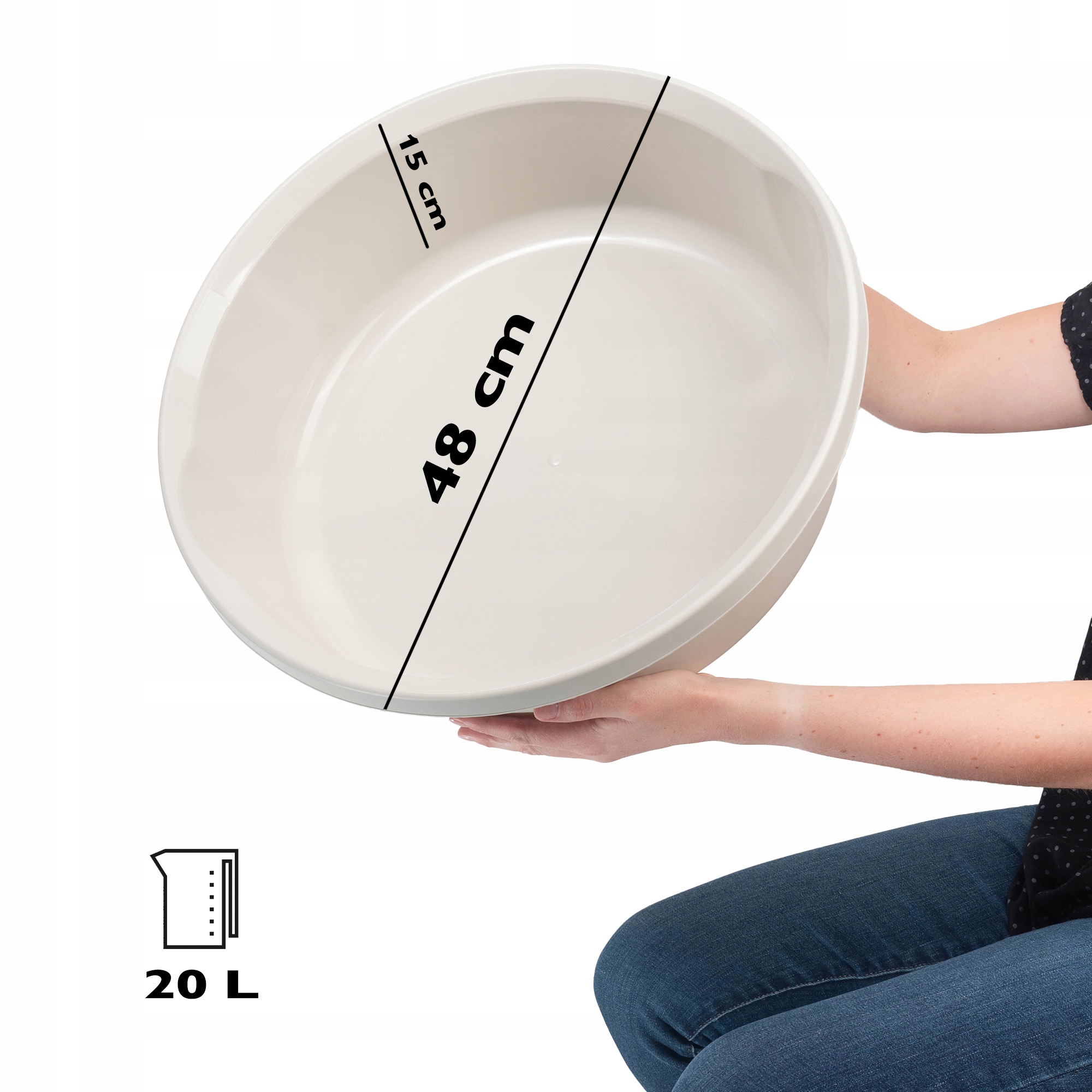 MISKA PLASTIKOWA 20L OKRĄGŁA NA PRANIE BIAŁA Kod producenta K9444