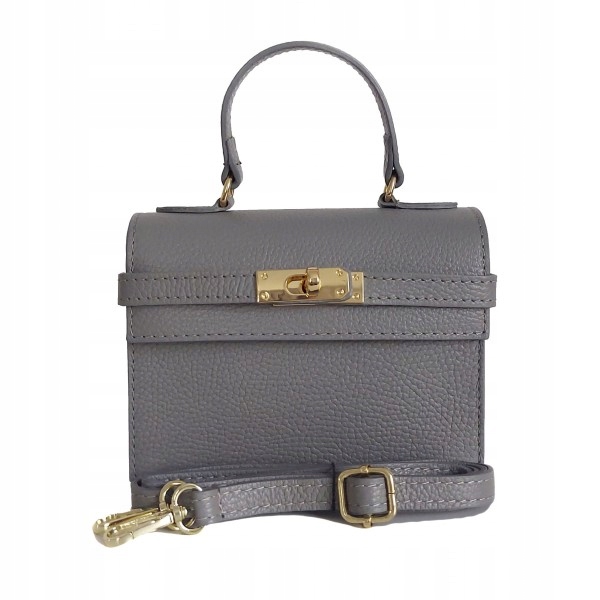 Úhledná Dámská Kabelka Kufřík Kožená Italská Šedá