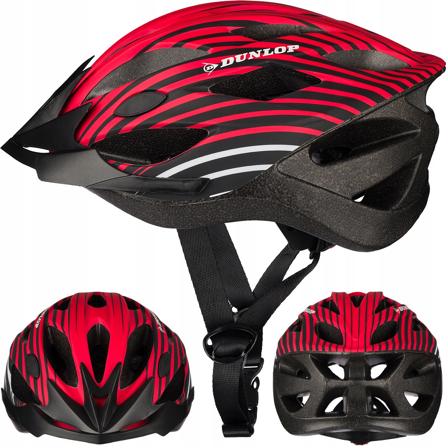 Dunlop Kask Rowerowy Regulowany Czerwono-czarny r. S