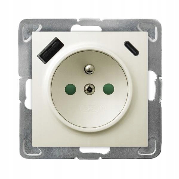 Impresja Gniazdo z/u z ładowarką Usb A+c ecru GP-1YZPUSBAC/m/27