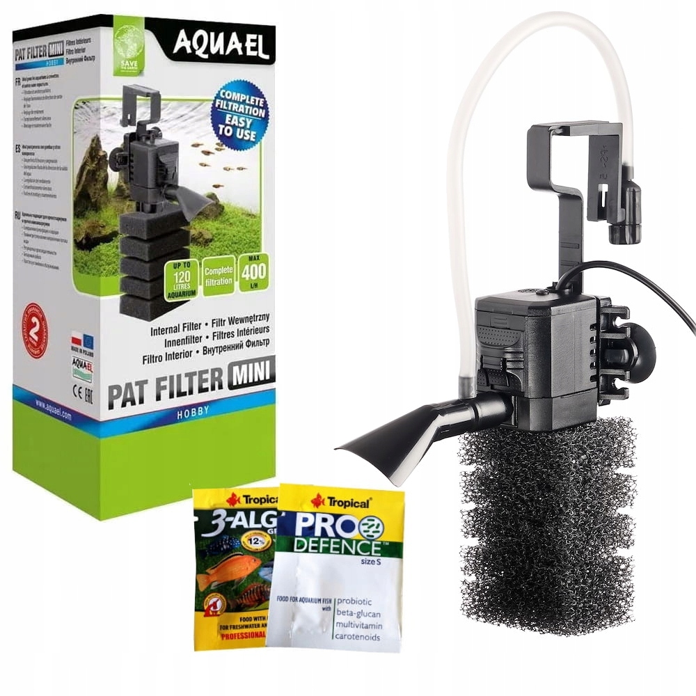 Vnitřní Houbový Filtr Do Akvária Aquael Pat Mini 400l/h Dárek