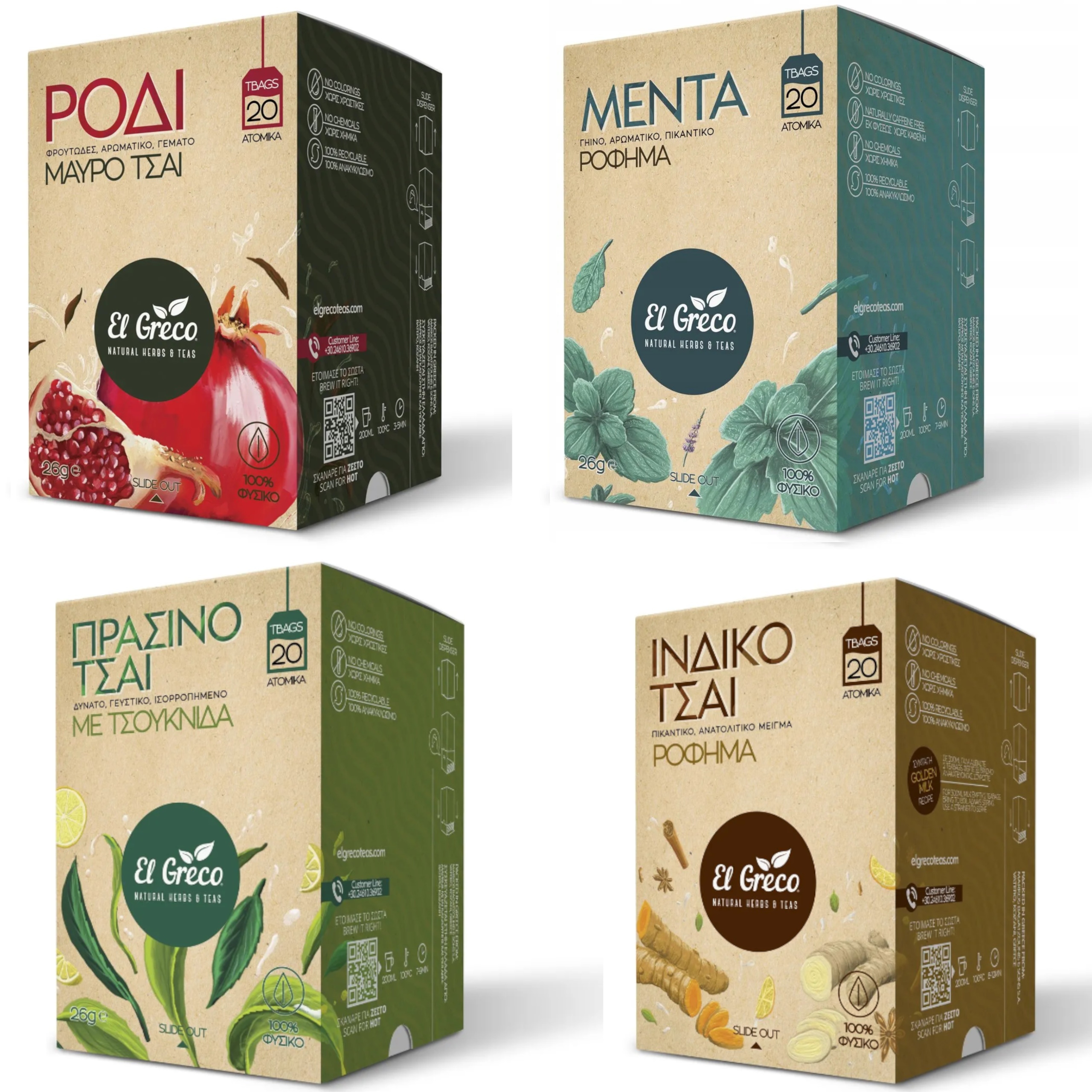 Levně Čaj s granátovým jablkem, máta, pomeranč, kopřiva El Greco aromatická