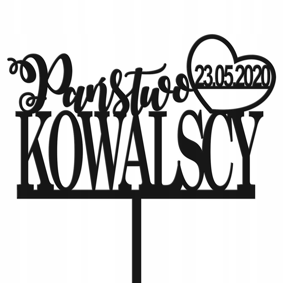 

Napis Państwo Topper Na Tort Nazwisko Data Czarny