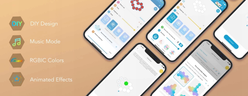 Panele LED Govee H6061 Glide Hexa RGBIC Moc 36 W