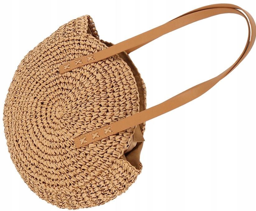 Torba Damska słomiana Duża koszyk ramie lato okrągła A4 XL plażę EKO SŁOMKA Model 5905884049419
