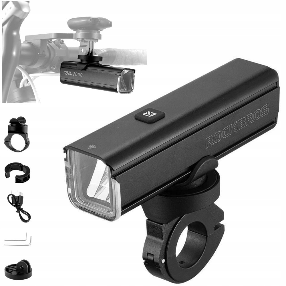Rockbros RHL1000 Mocna lampka rowerowa 1000 Lumenów mocowanie Varia GoPro