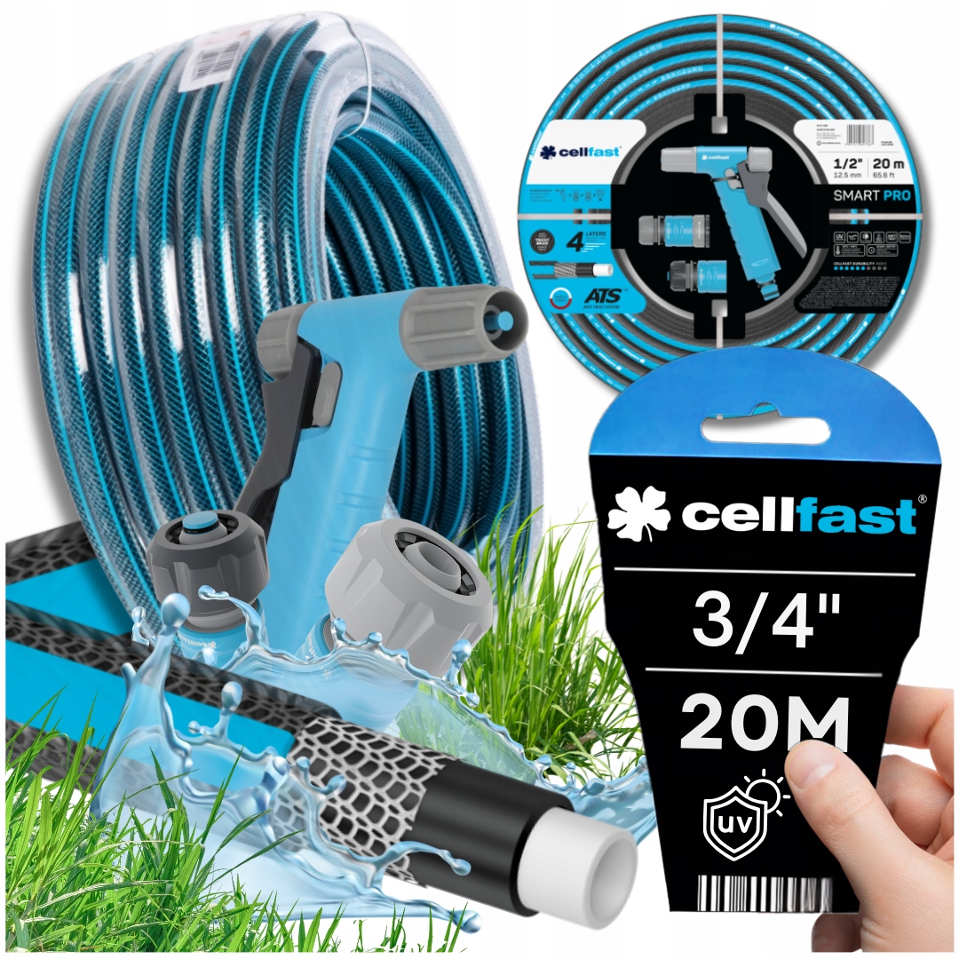 Sada Hadice S Gumovou Pistolí 3/4" 20 M 4-VRSTVÝ Silný Zavlažovač