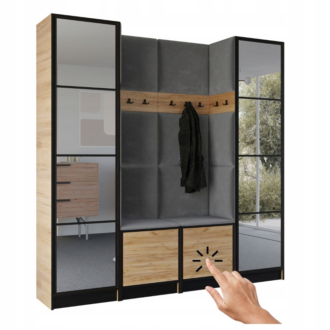 Šatní skříň Costa 18 dub craft zlatý šedá tkanina Vzor 1