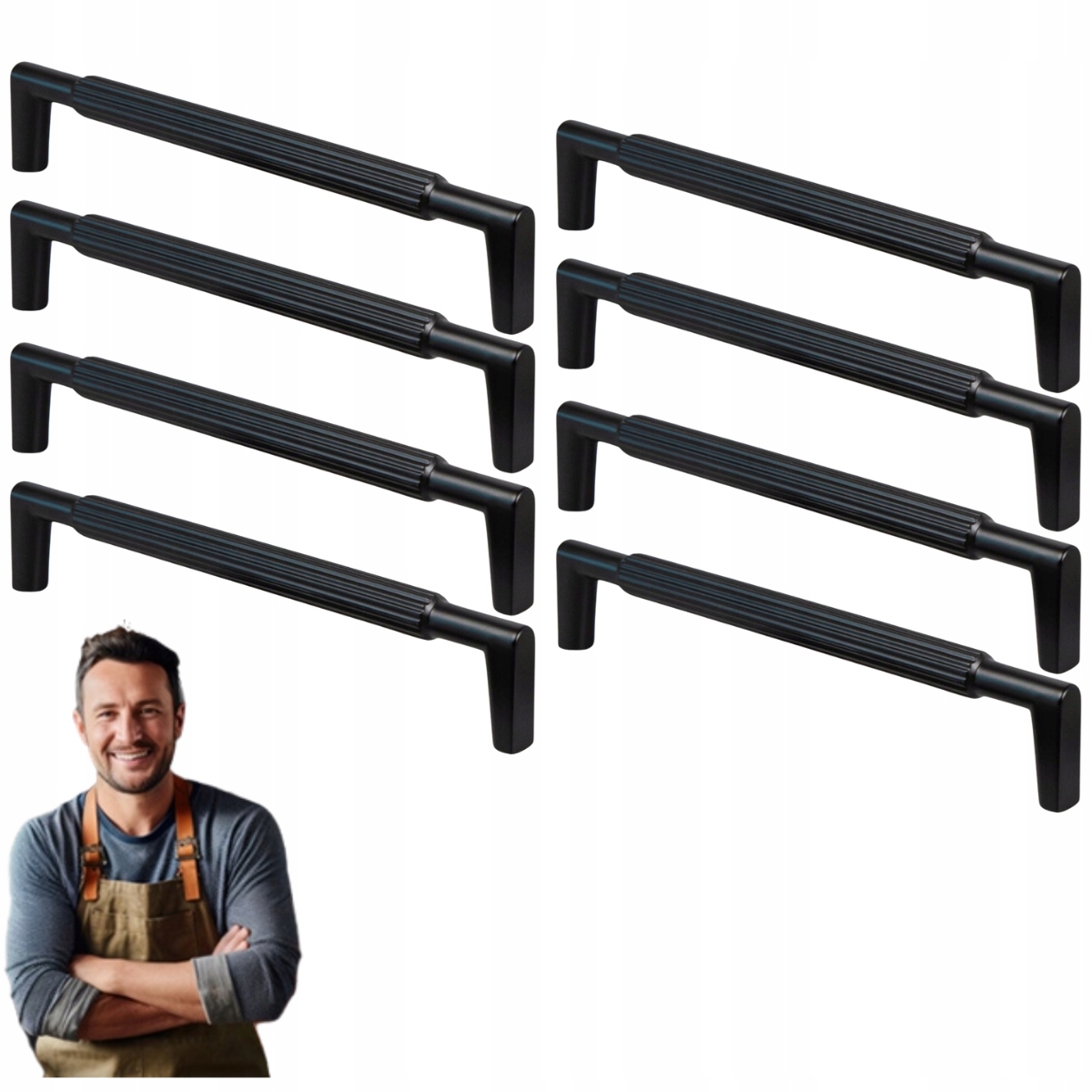 Nábytkový držiak na zásuvku skrinky Randi 160 mm čierny mat Radełko 8ks
