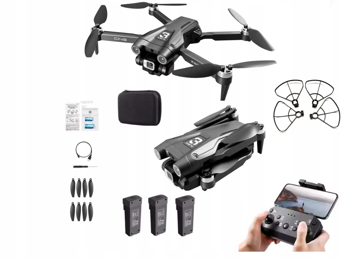 Dron Z908 Max Unikanie Przeszkód Kamera Wifi 3X Bateria 300 m 2000 mAh