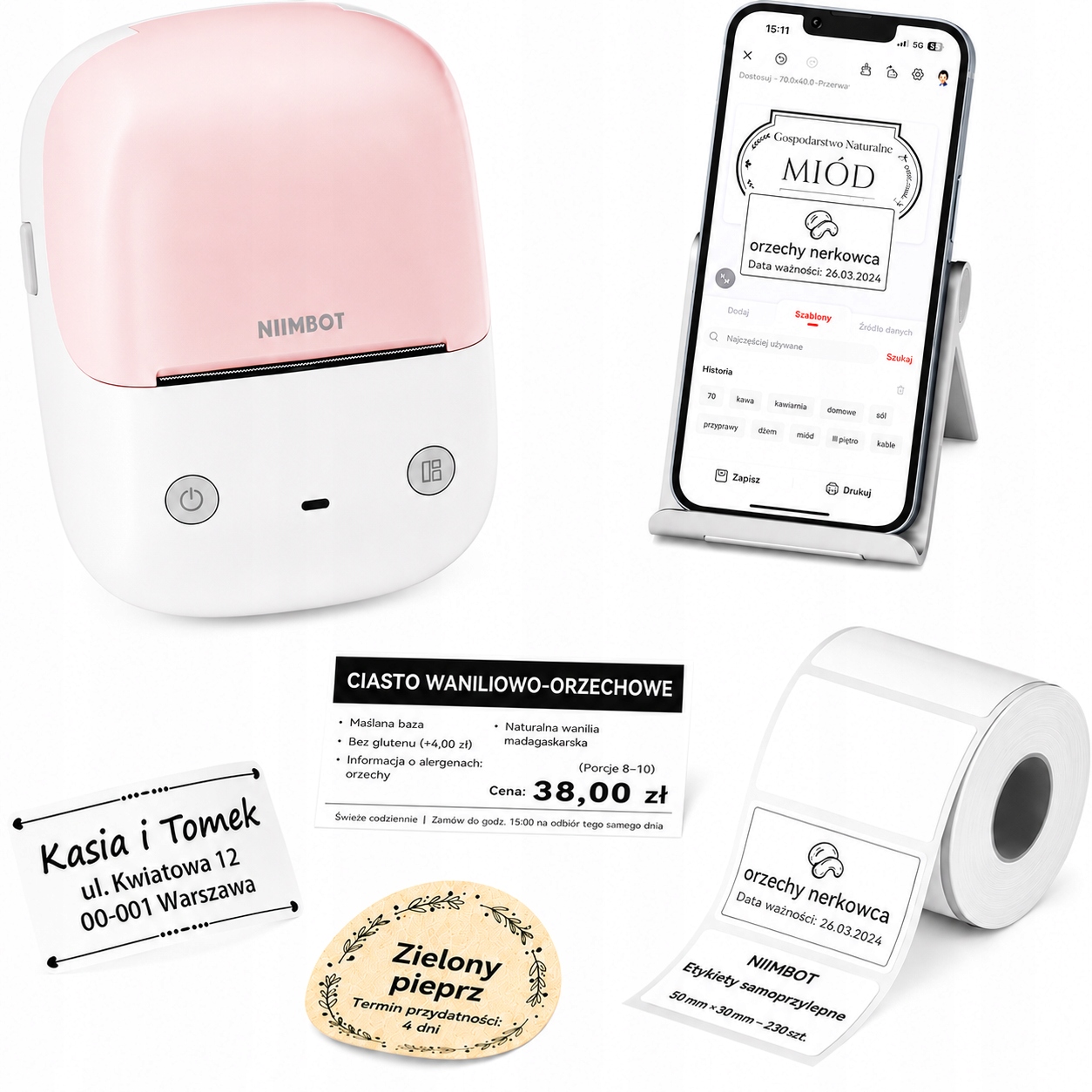 Termotiskárna samolepících štítků B2 Niimbot 203 Dpi Bluetooth Usb