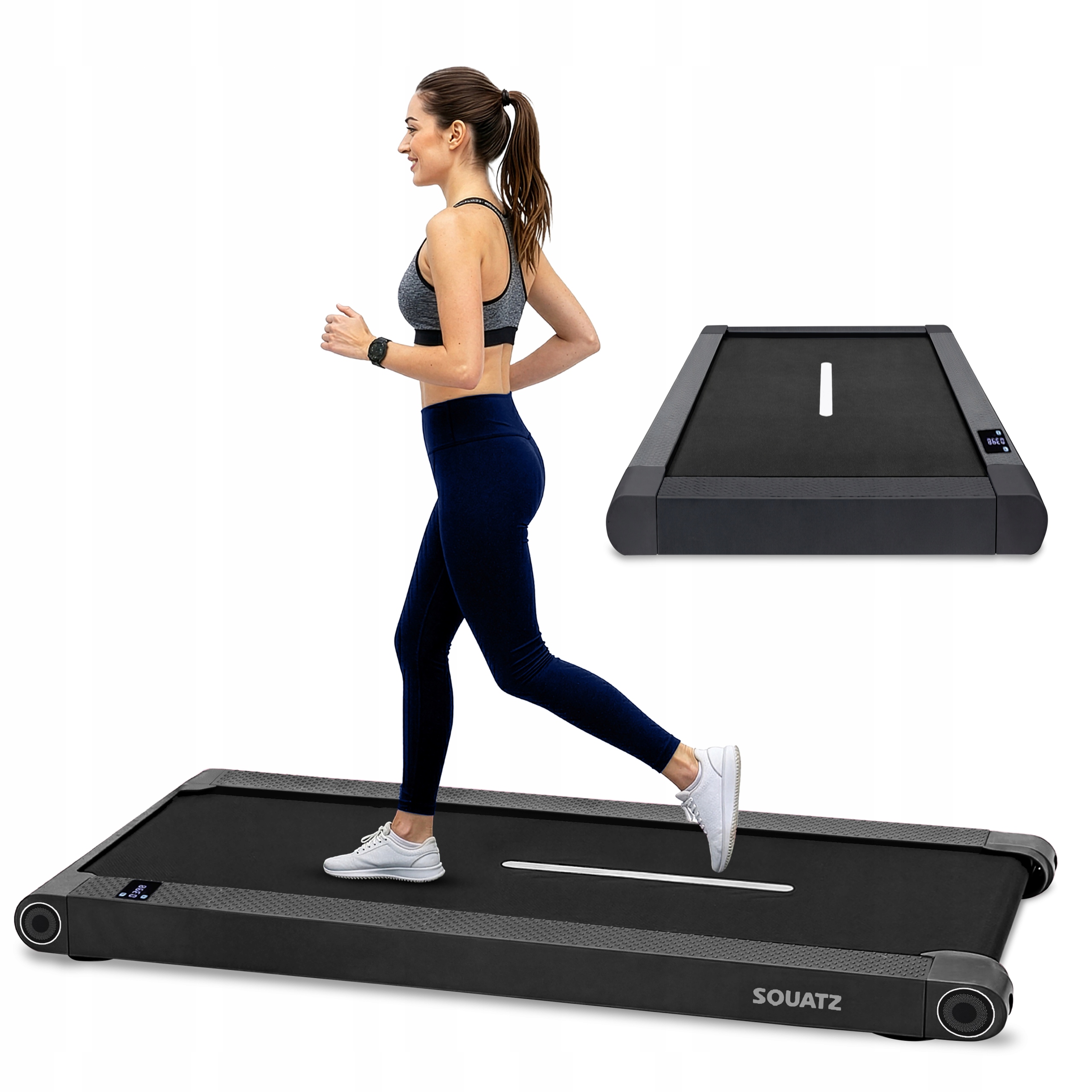 Elektrický Skládací Domácí Běžecký Pás S Funkcí Vibrací Walking Pad, Černá Barva