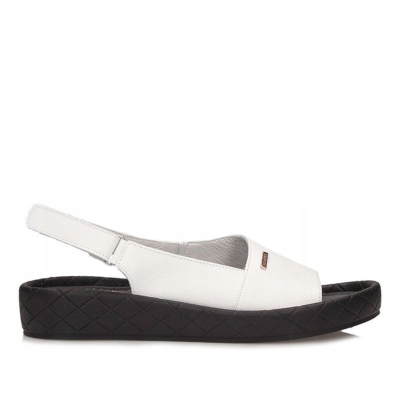 Kožené sandály na platformě Sempre 25-960, bílý hrách vzor