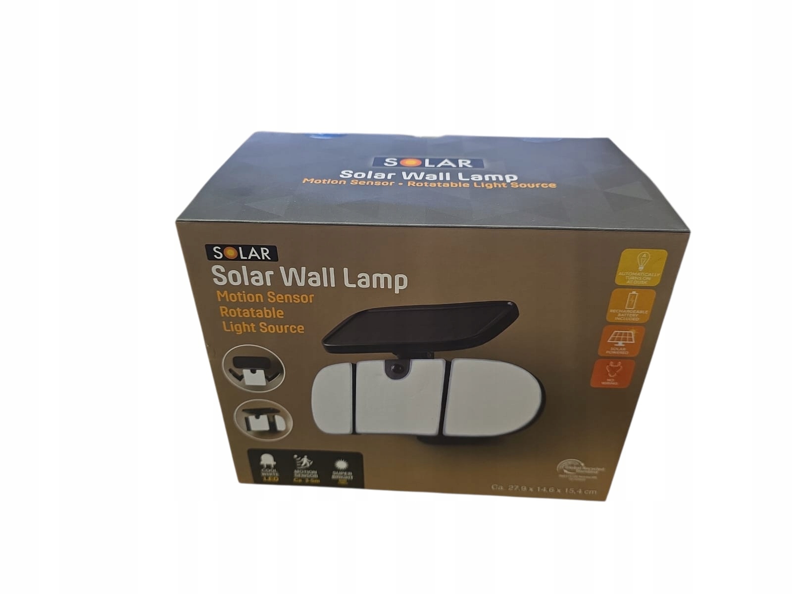 Solární nástěnná lampa Pir senzor pohybu 120° solární akumulátor 600 lumenů