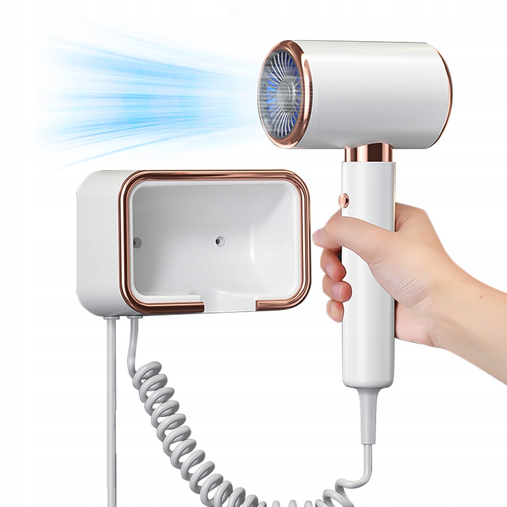 Hotelová Nástěnná Fén Na Vlasy Bílá 2000 W Lehká S Úchytem