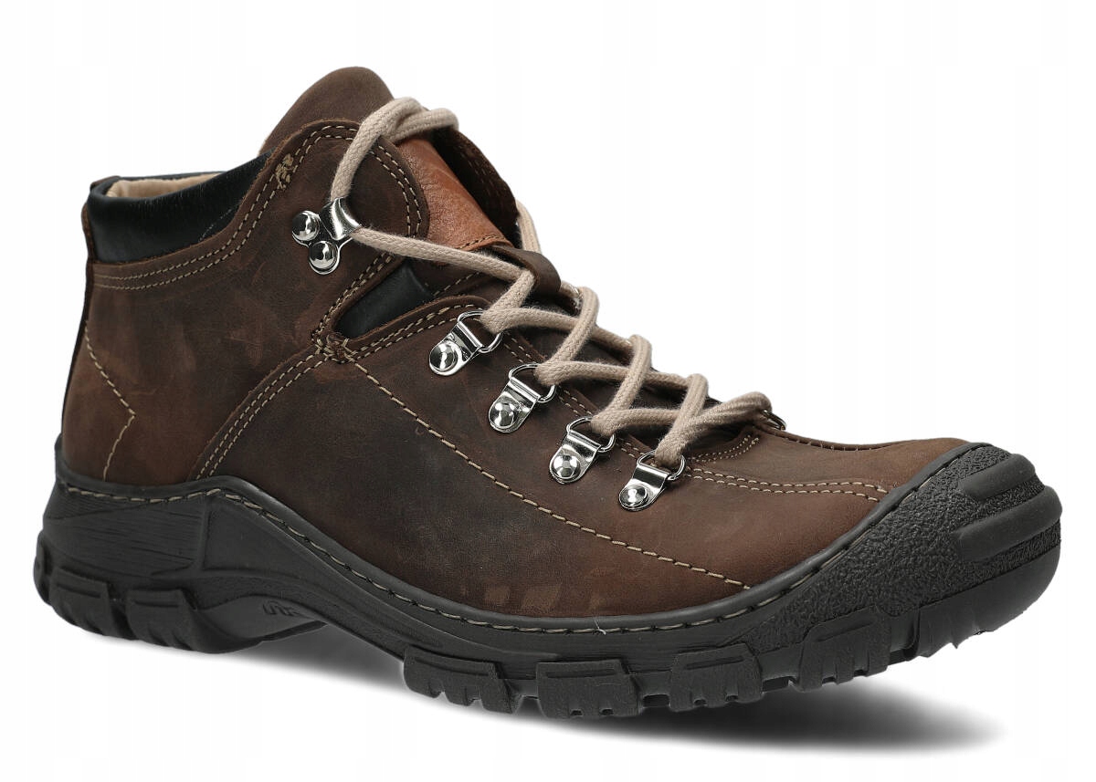 Pánské Kožené Trekové Boty Olivová Barva Nagaba 456 Pohodlné 44