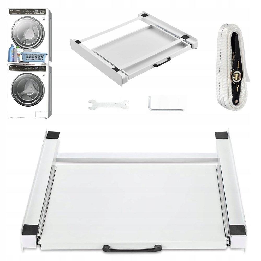 Biała Rama Łącząca Do Pralki I Suszarki Z Antypoślizgowymi Podkładkami
