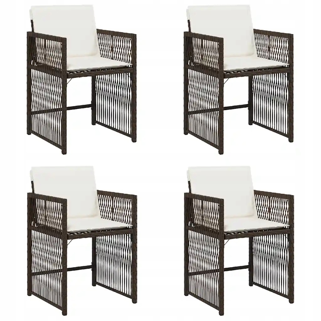 Zahradní židle hnědá s krémovým polštářem, 50,5 x 54 x 79 cm