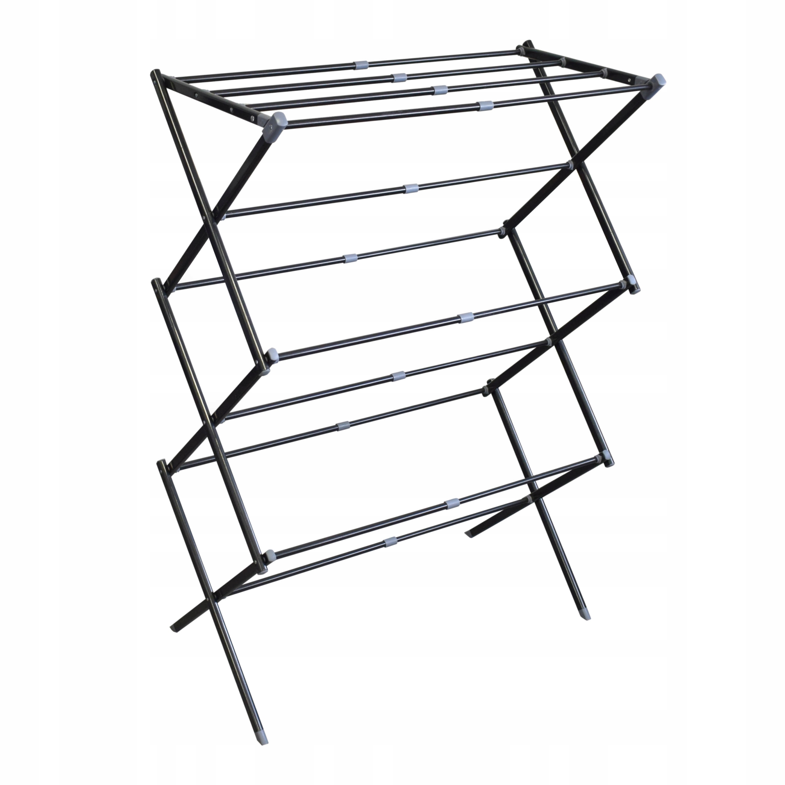 Levně Černý Sušák Na Oblečení Vertikální Teleskopický Skládací, Nastavitelný, Pevný