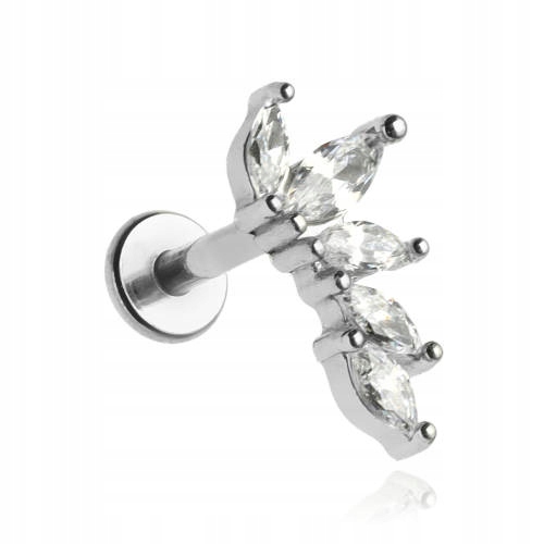 

Kolczyk labret z cyrkoniami srebrny lewy 1,2/6