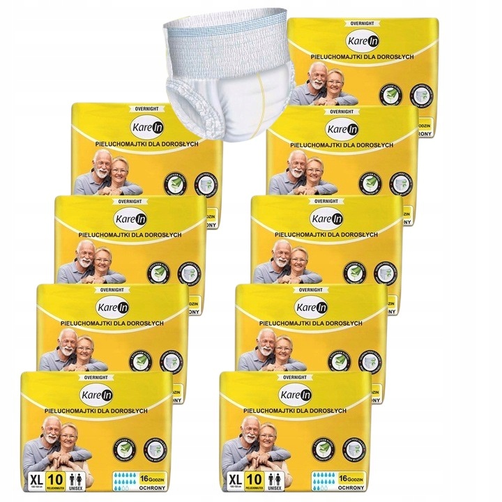 Pieluchomajtki Pampersy Dla Dorosłych Karein Overnight zestaw 90 Sztuk r.XL