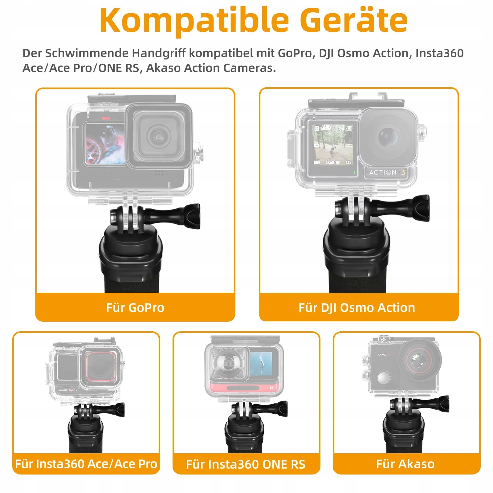 VKESEN Uchwyt Pływający Wodoodporny Do GoPro Hero DJI Osmo Action Kamery — miniatura 3