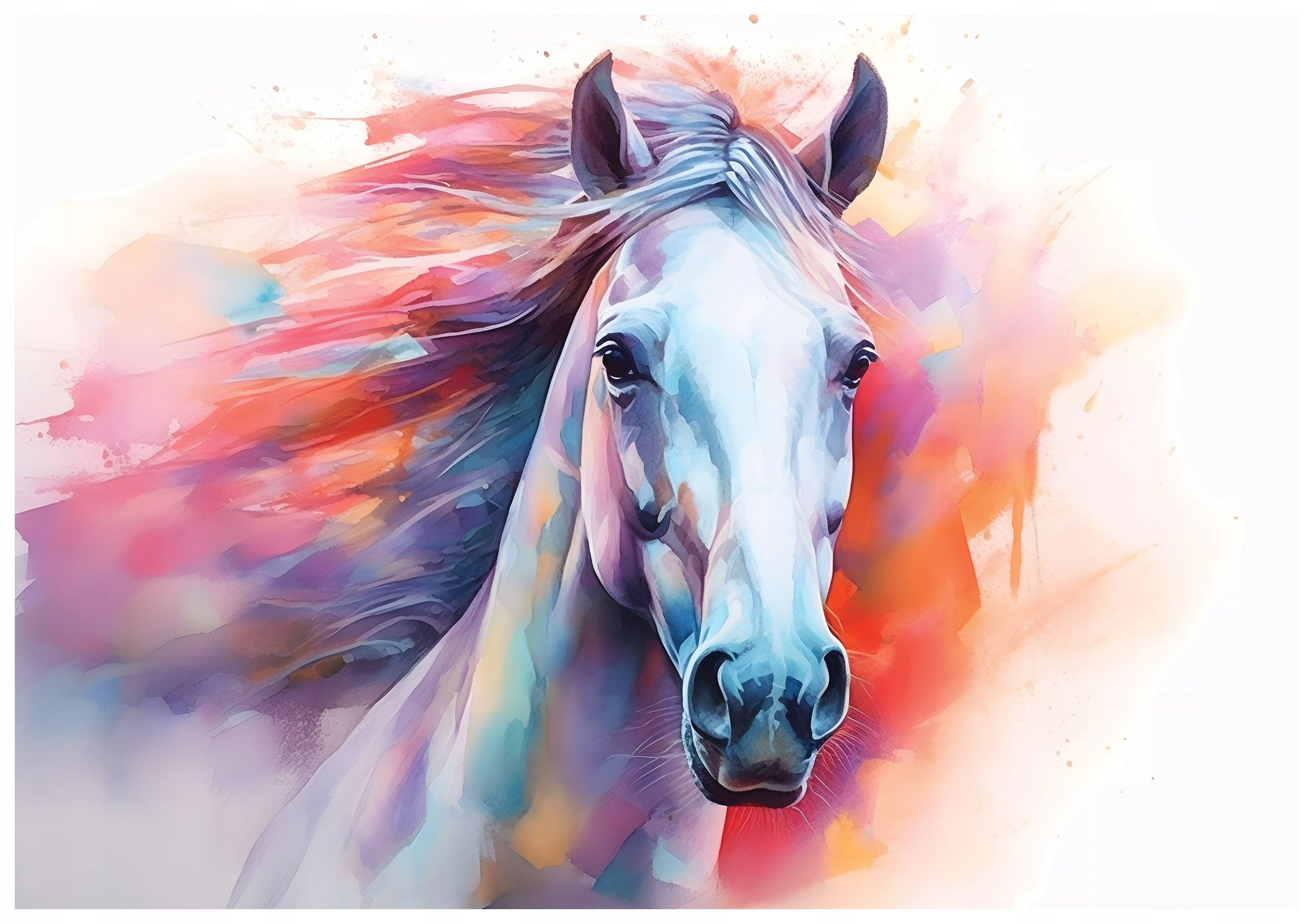 Vliesová fototapeta Biely kôň Akvarel Hriva Abstrakcia 350x250 lepidlo