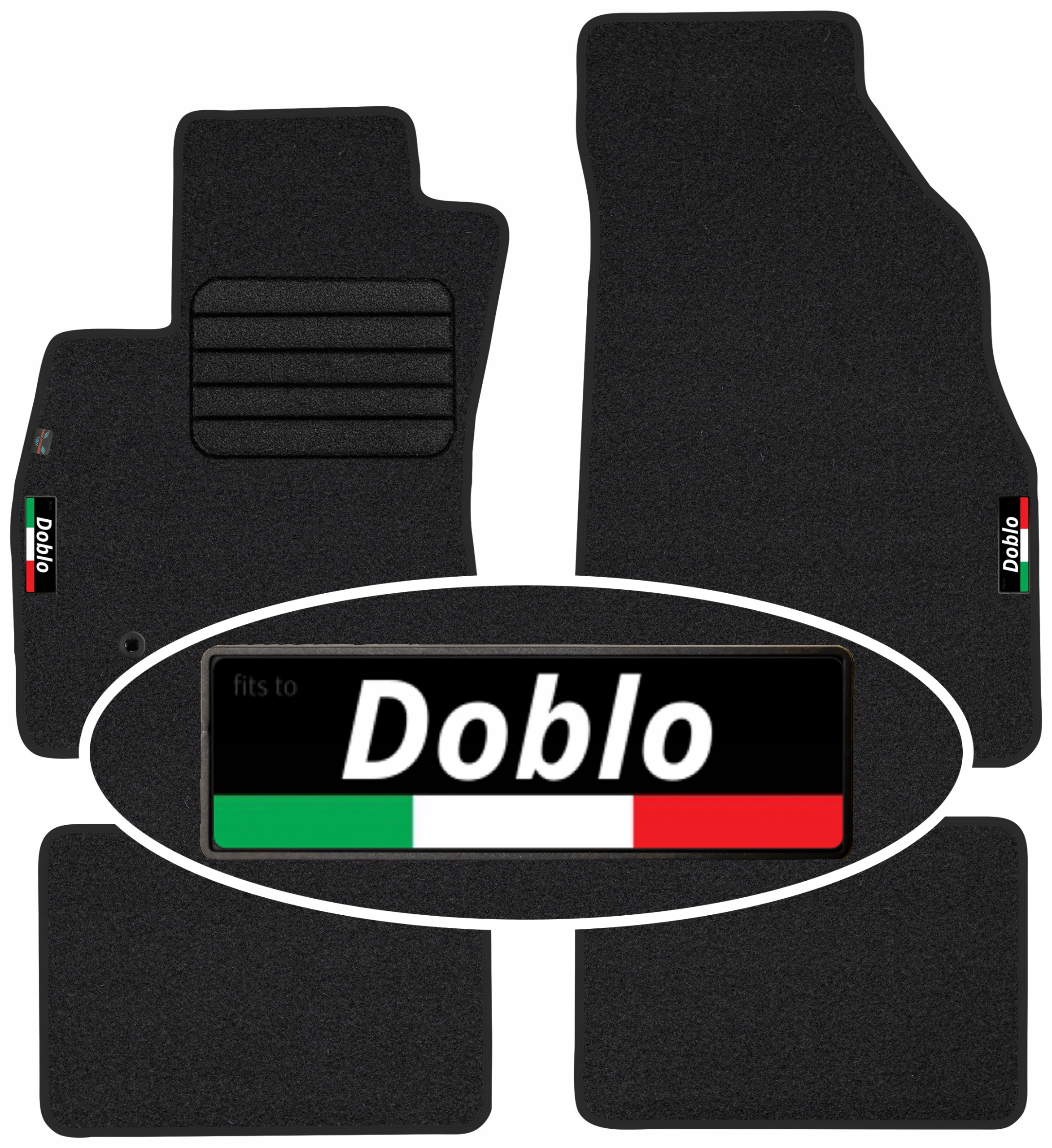 Fiat Doblo II 5os 2010 Velurové koberce do auta Emblemat